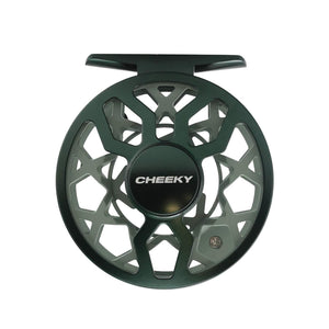 cheeky drip fly reel sage frame side image on white background