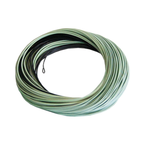 coiled fly line light green and black sink tip