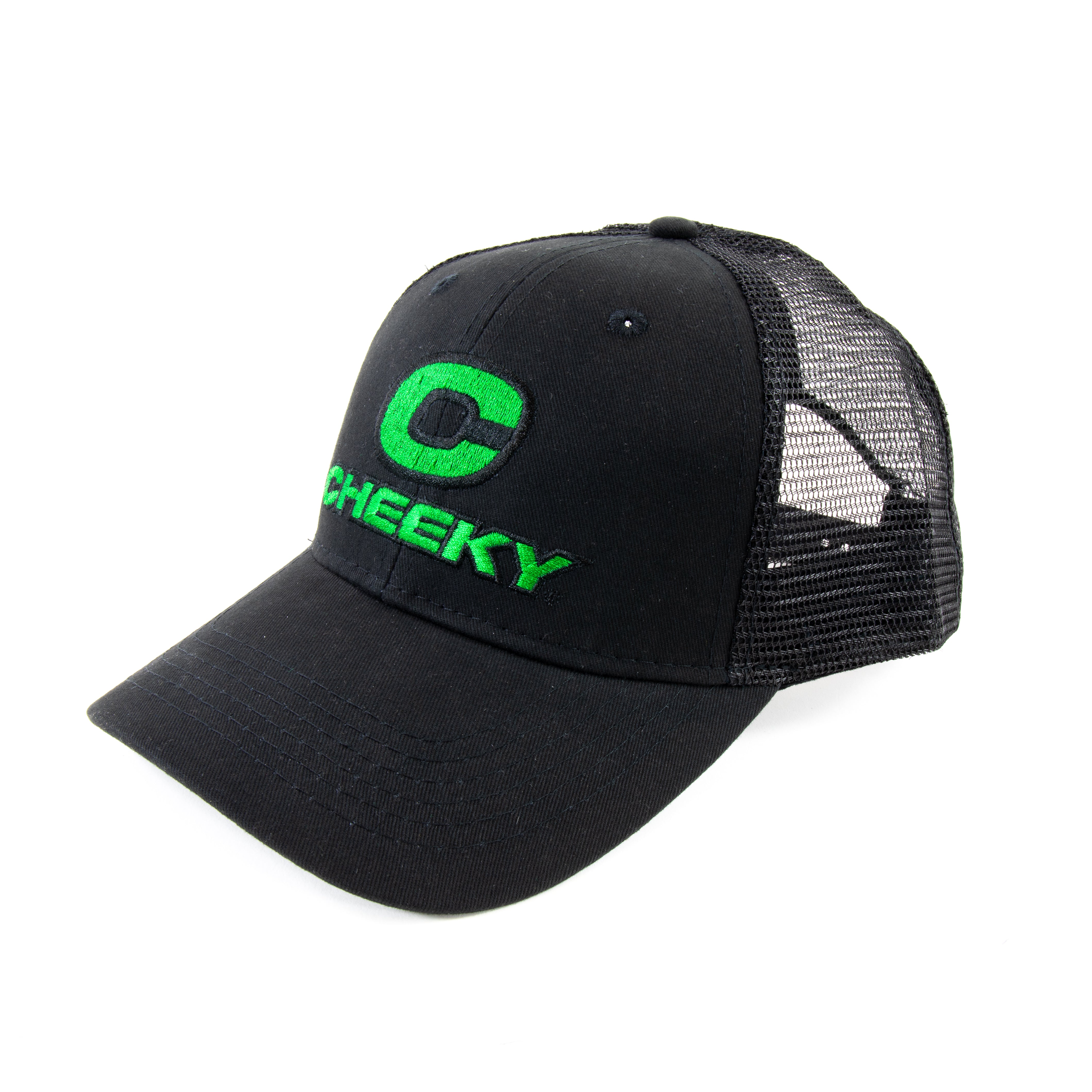 Black Trucker Hat with Mesh Backing - Cheeky Fishing